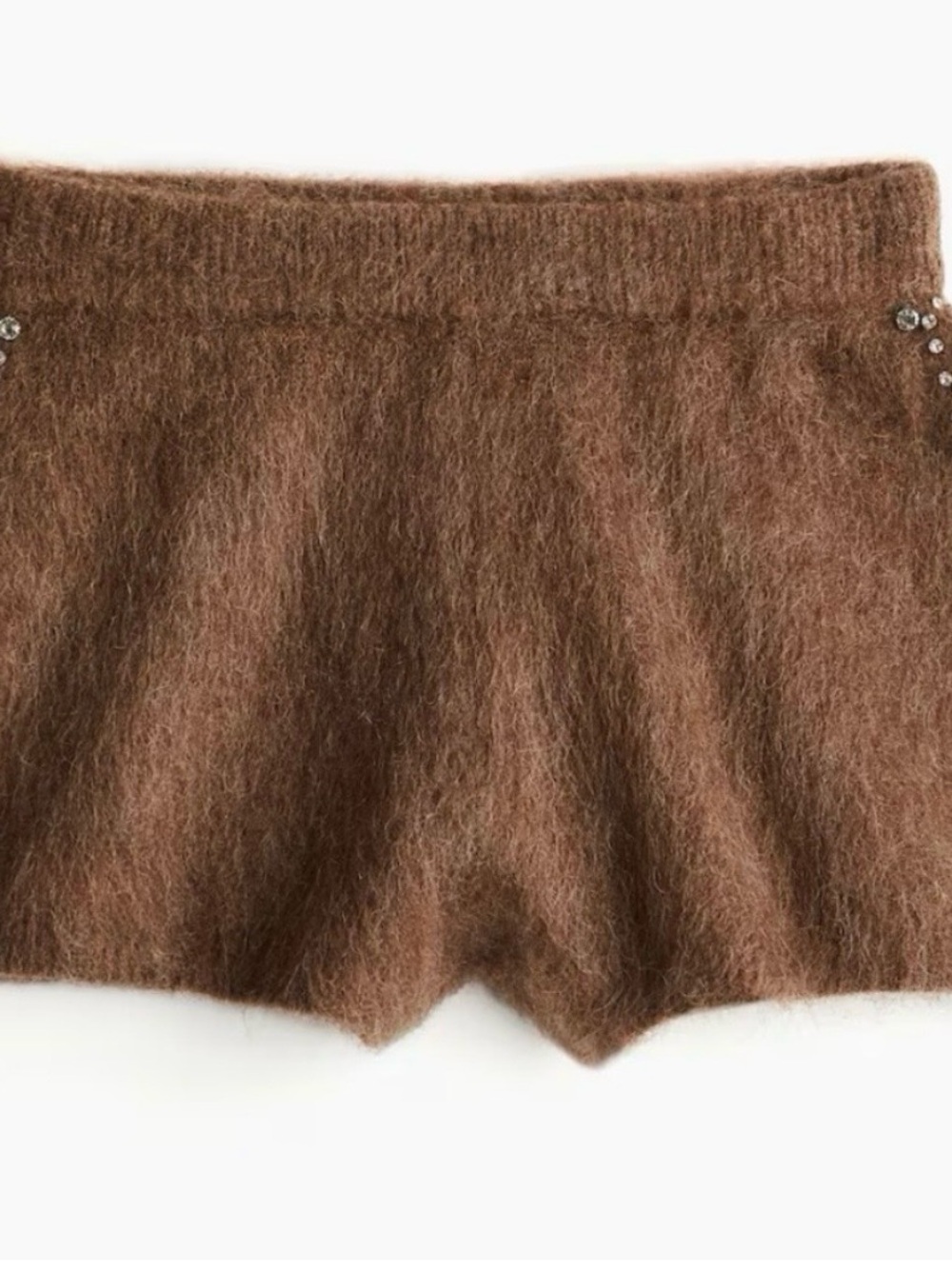 H&M Edition Wool and Mohair Brown Rhinestone Embellished Women's Shorts